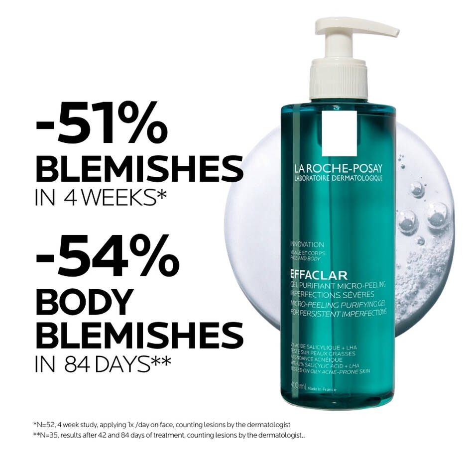 LRP_0047_400ML_4 La Roche Posay Effaclar Micro-Peeling Purifying Gel Cleanser (400ml) - Image 1
