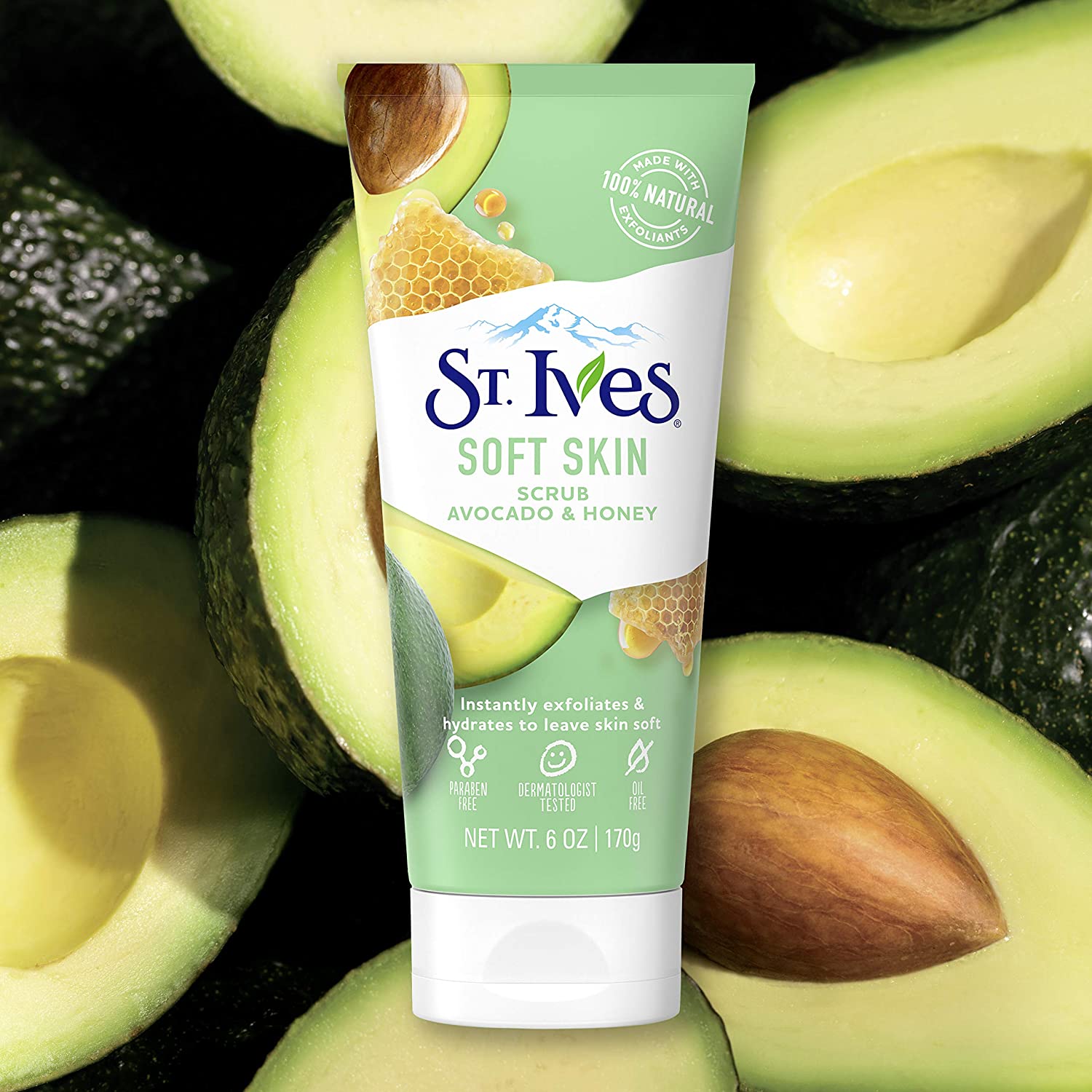 st 2 St. Ives Soft Skin Avocado & Honey Scrub-170g - Image 1